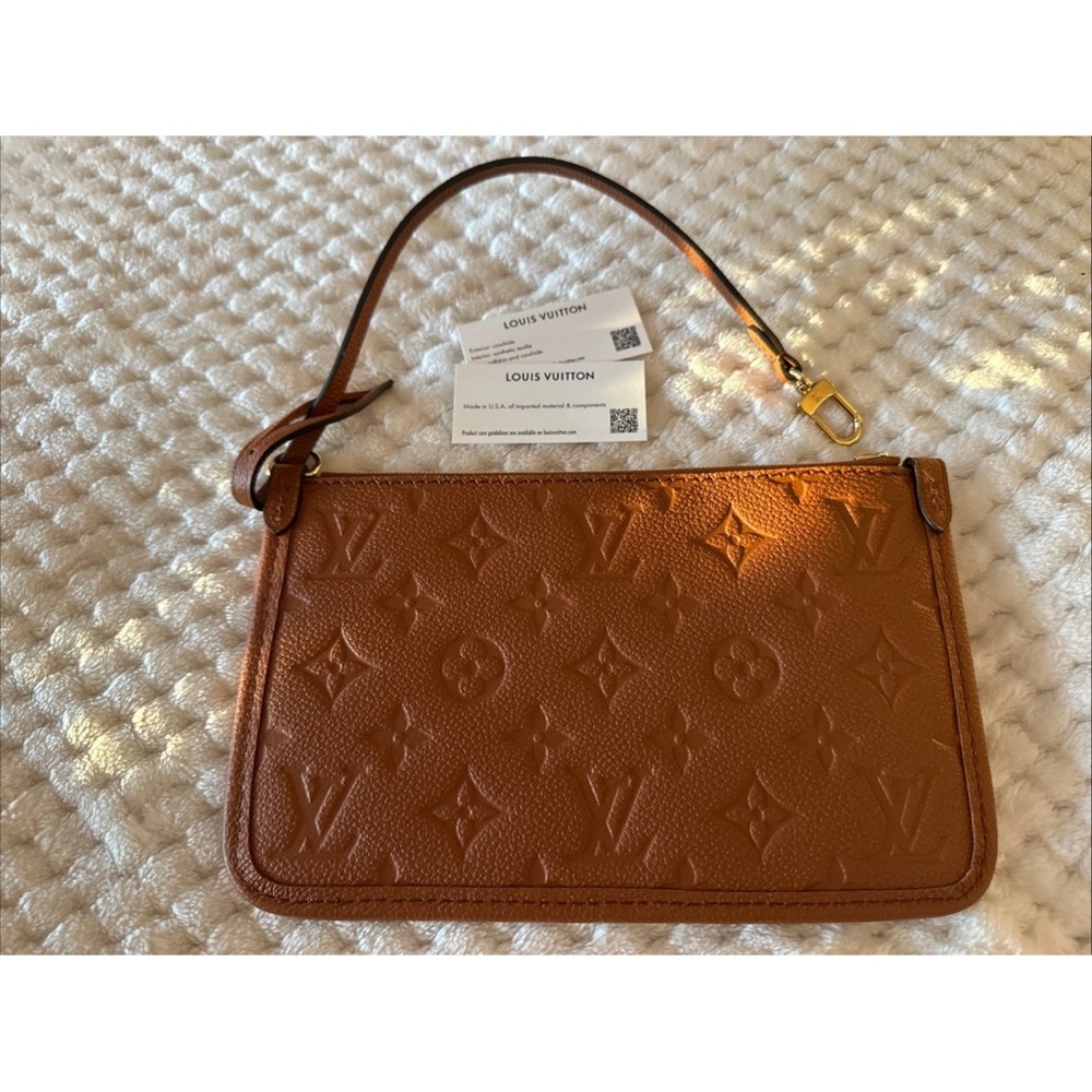 Louis Vuitton Cognac Embossed Monogram Leather Wristlet